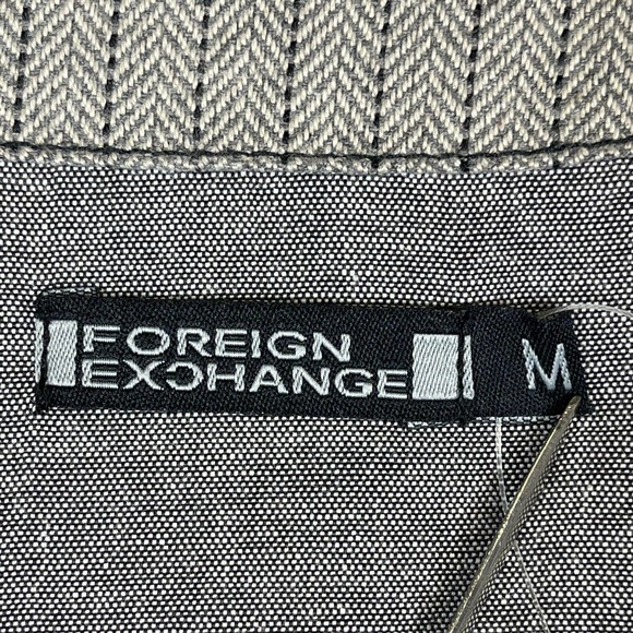 Foreign Exchange Five Button Vest Mens M Gray Herringbone Pattern Pockets NWT - Picture 4 of 10